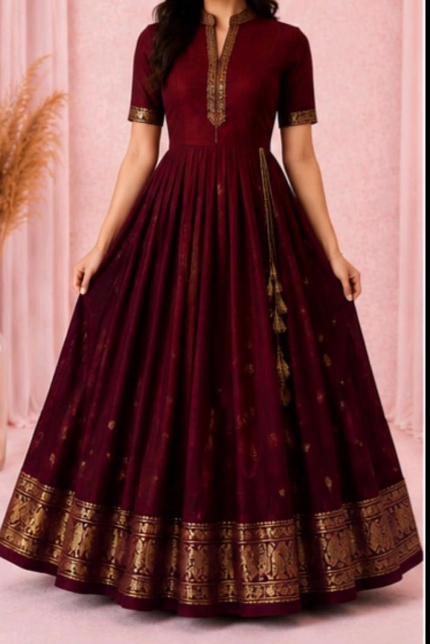 Royal Ruby Satin Dress with Bow & Pearls