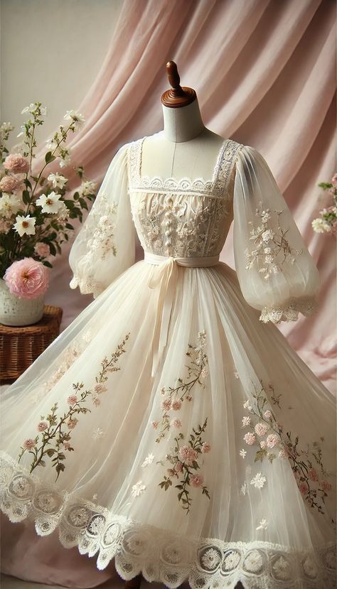 Ivory Bishop Sleeve Lace Gown