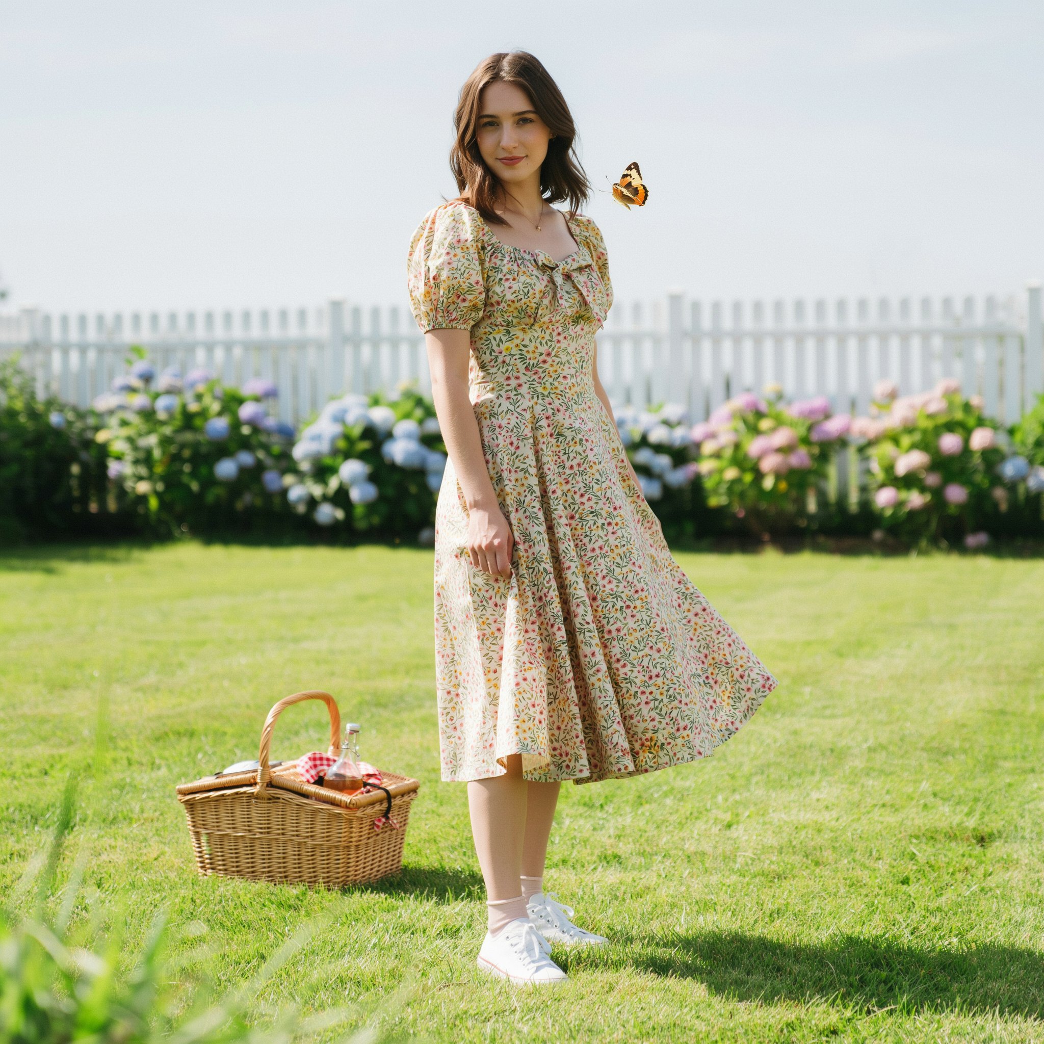 Sunlit Garden Botanical Midi Dress